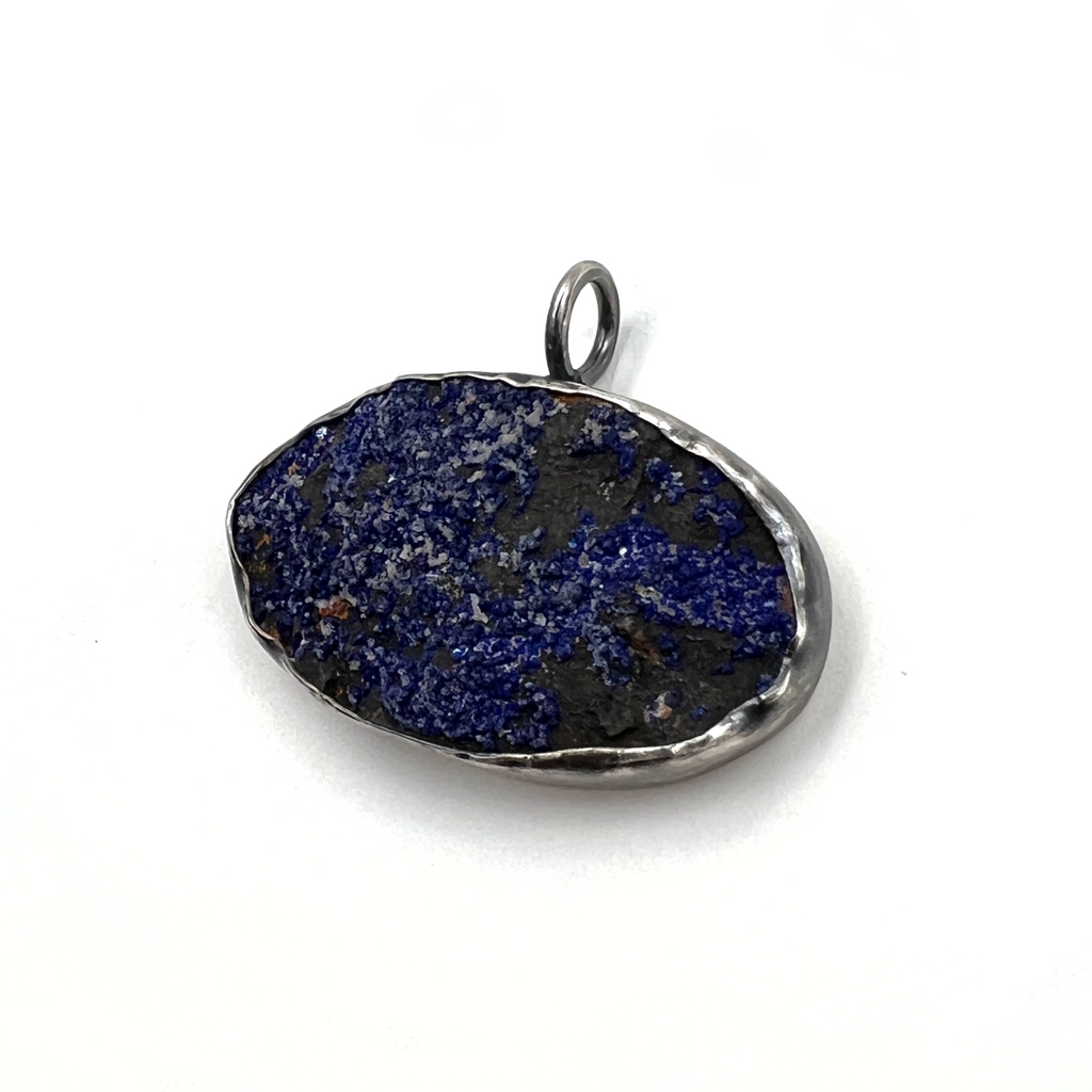 Engraved Reversible Azurite Pendant