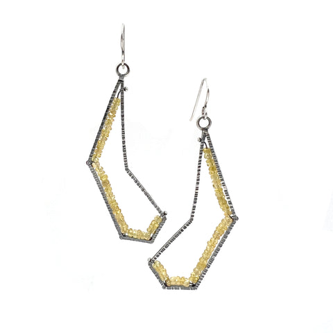 Mirrored Polygon Sapphire Geode Earrings