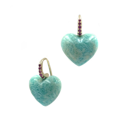 Heart Dollop Earrings, Amazonite