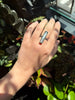 Vertical Carved Box Pearl Ring