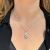Elongated Teardrop Charm Necklace, Cattails