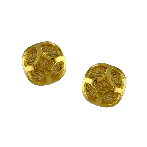 Mini Hydrangea Puff Stud Earrings, Gold