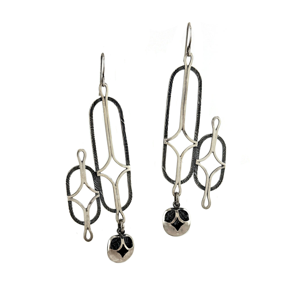 Linear Hydrangea & Pod Dangle Earrings
