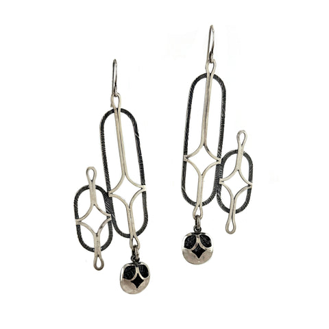 Linear Hydrangea & Pod Dangle Earrings