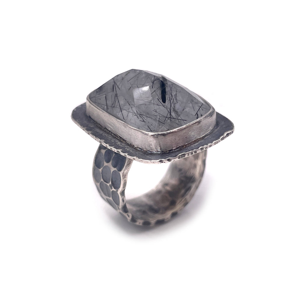 Tourmalinated Quartz Ring