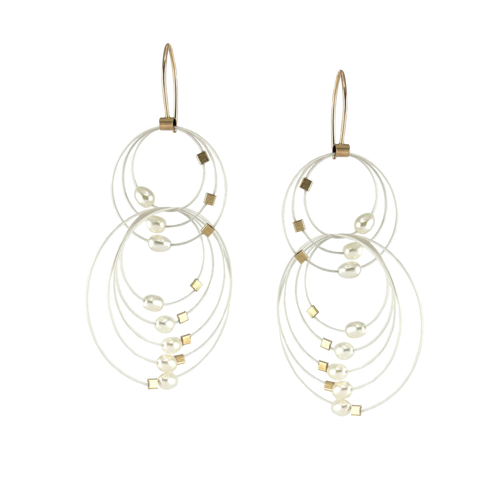 Double Double Hook Earrings with Pearls