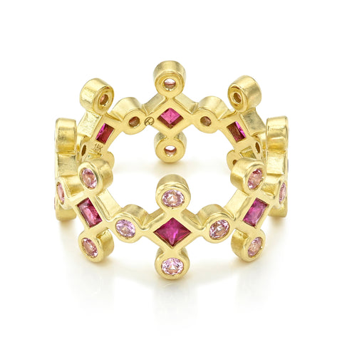 Ruby and Sapphire Crown Ring