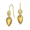 Skull Gem Drop Earrings with Citrine
