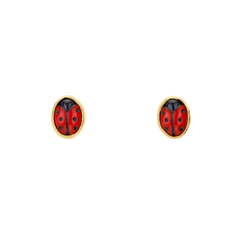 Mismatched Stud Earrings, Ladybugs