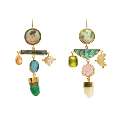 Green and Pink Balance Drop Earrings