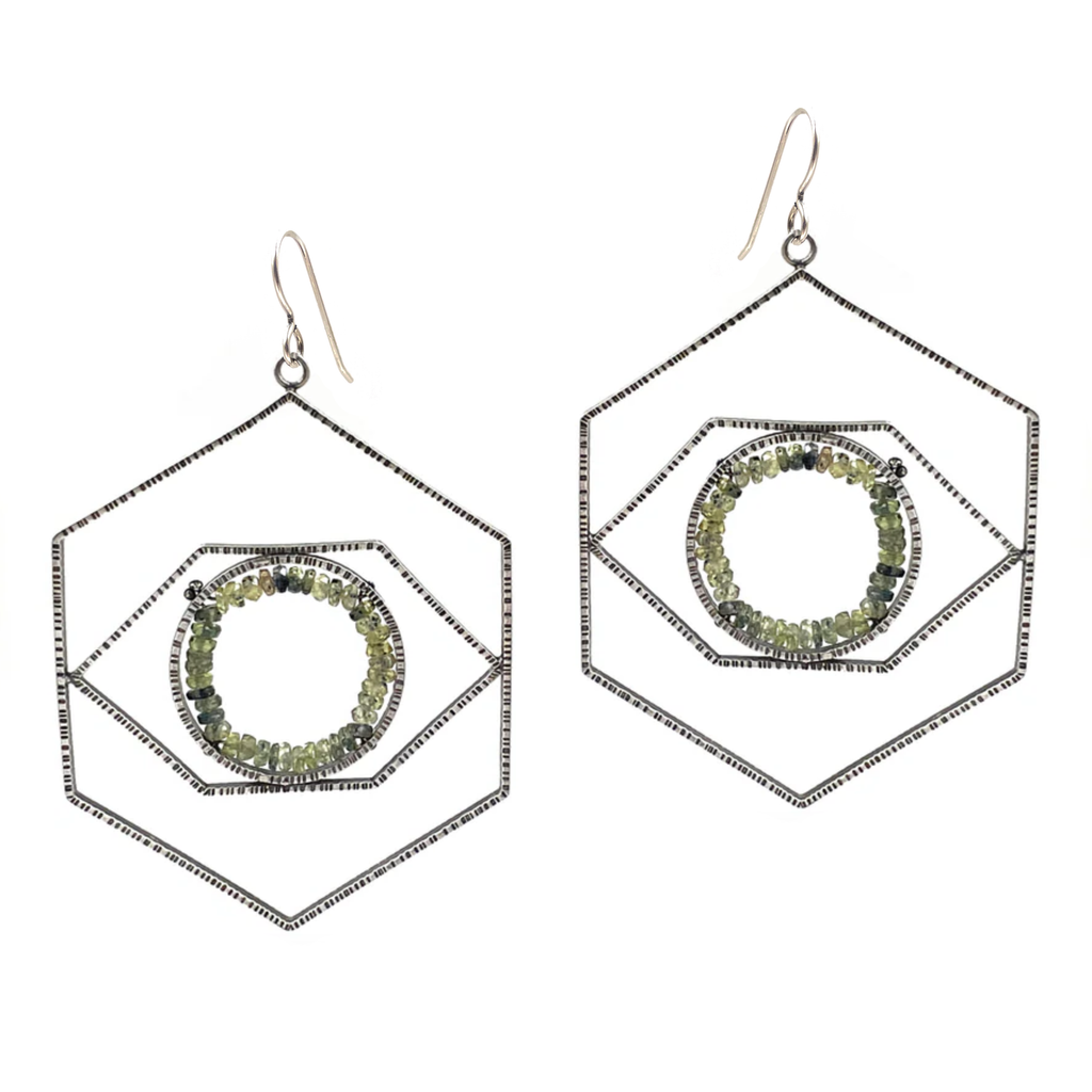 Large Sapphire Eye Geode Earrings
