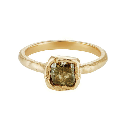 Green Diamond Engagement Ring