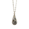 Elongated Teardrop Charm Necklace, Cattails