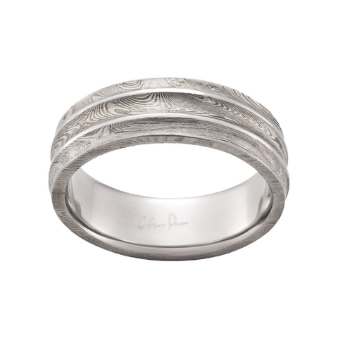 Krakatoa Damascus Steel Ring, Cosmic Pattern