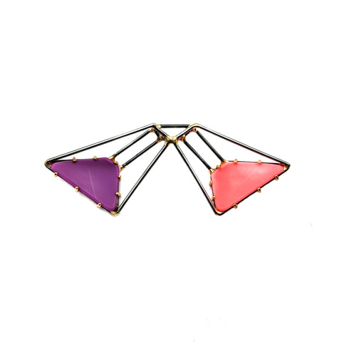 Paired Trapezoid Brooch, Pink & Purple