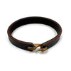 Cygnet Hook Bracelet, Brass, Black Leather