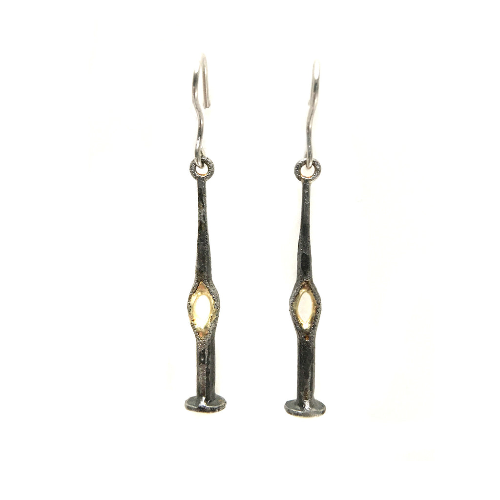 Slit and Drift Earrings with Oval Center
