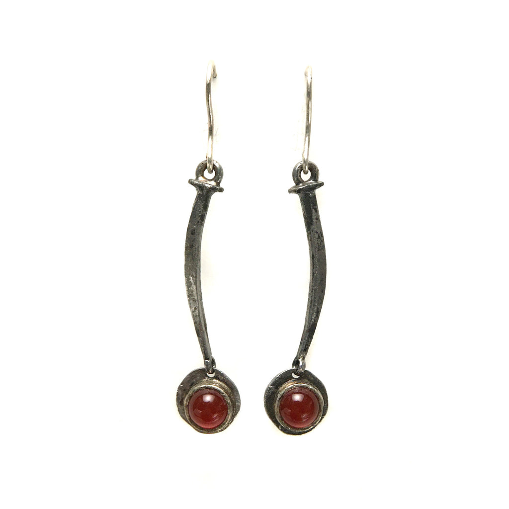 Vintage Nail Earrings with Carnelians