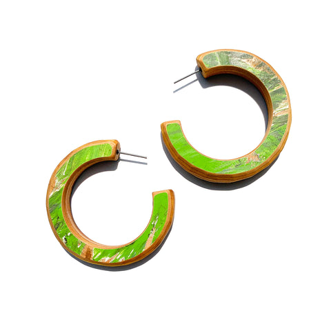 3Qtr LG Post Hoop Earrings, Green