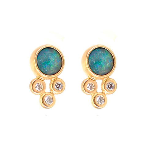 Opal & Diamond Studs