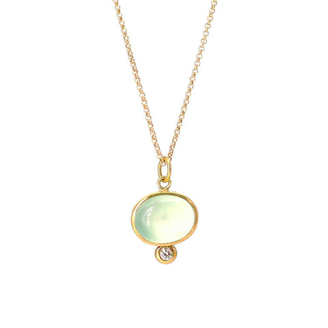 Chalcedony and Diamond Dot Necklace