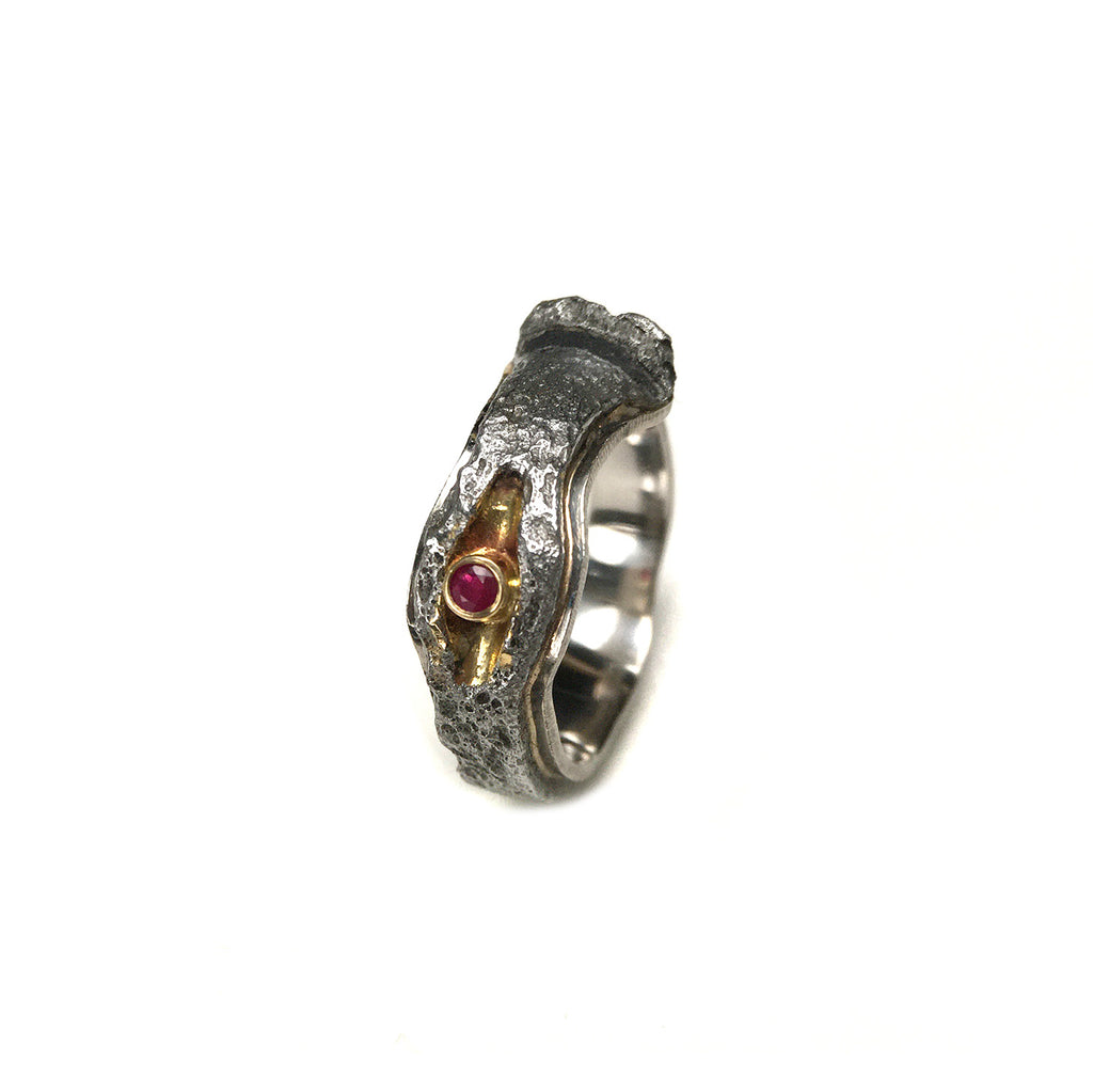 Palladium Lined Nail Ring with Ruby