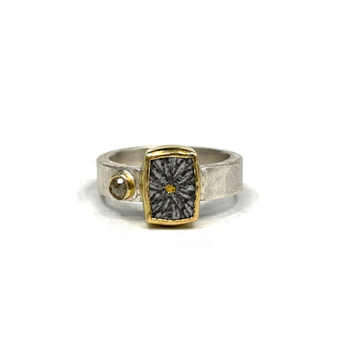 Chrysanthemum and Yellow Rose Cut Diamond Ring