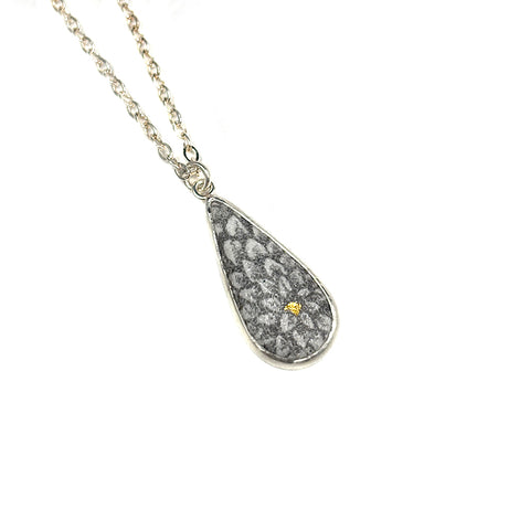 Elongated Chrysanthemum Teardrop Pendant