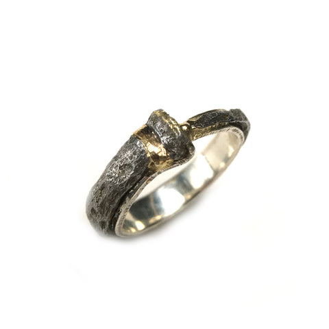 Iron Nail Ring with Gold Highlight