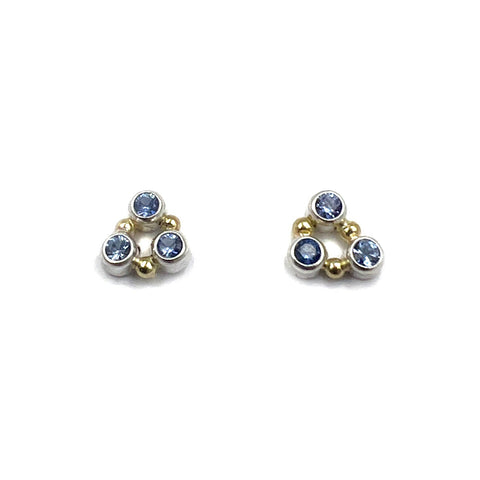 Sapphire and Gold Dot Earrings