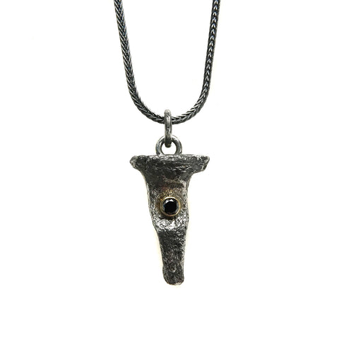 Antique Nail Fragment Necklace with Black Diamond