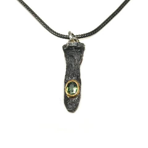 Antique Iron Nail Fragment Necklace with Tourmaline
