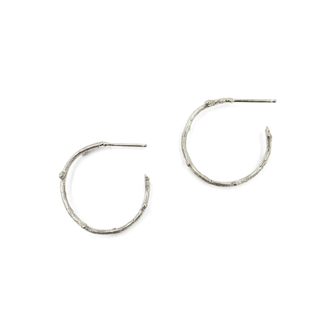 Silver Twig Hoops, Small
