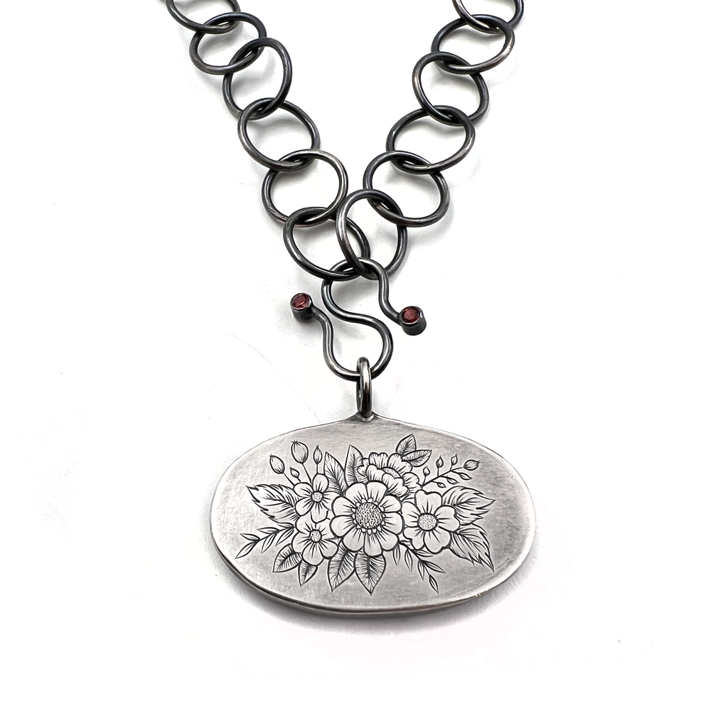 Engraved Reversible Azurite Pendant – Mora Designer Jewelry