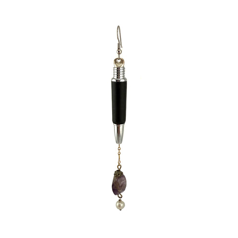 Pen and Amethyst Drop Earring