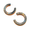 3Qtr LG Post Hoop Earrings, Blue/Pink