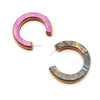 3Qtr LG Post Hoop Earrings, Blue/Pink