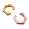 3Qtr LG Post Hoop Earrings, Pink / Orange