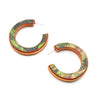 3Qtr LG Post Hoop Earrings, Green / Red