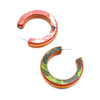 3Qtr LG Post Hoop Earrings, Green / Red