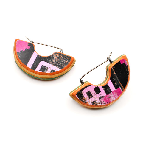 Reversible Diam Catch Hoops, Pink