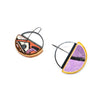 Diam Hoop Threader Earrings, Purple & Black