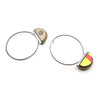 Diam Post Hoop Earrings, Yellow / Red