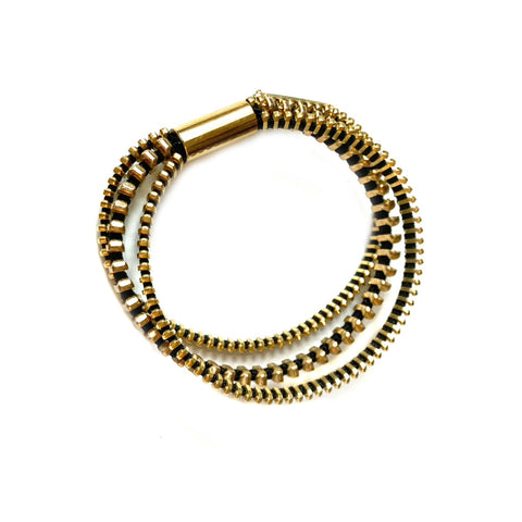 Multi Strand Zipper Bracelet, Gold