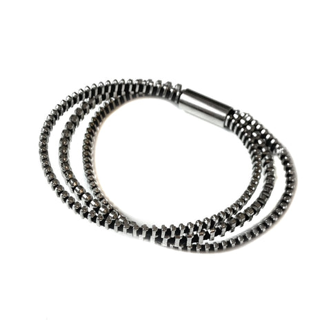 Multi Strand Zipper Bracelet, Silver