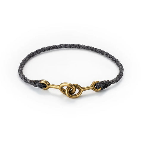 Sister Clasp Hand Braided Bracelet, Brass, Grey