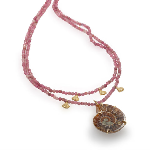 Magia! Pink Tourmaline and Ammonite Necklace