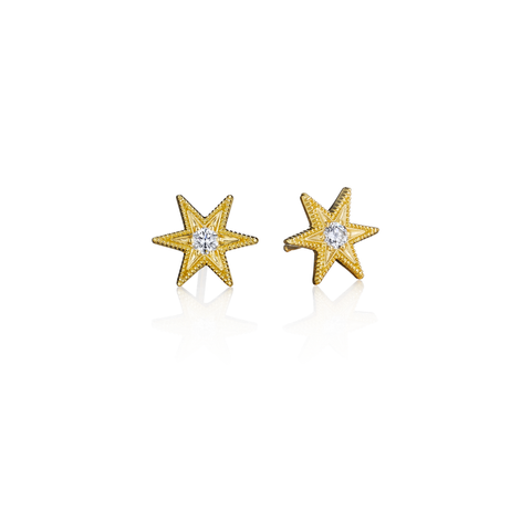Tiny Six Point Star Stud Earrings