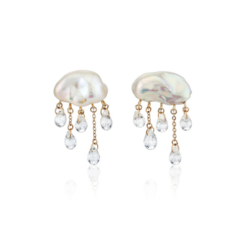 Monsoon Stud Earrings, White Pearl