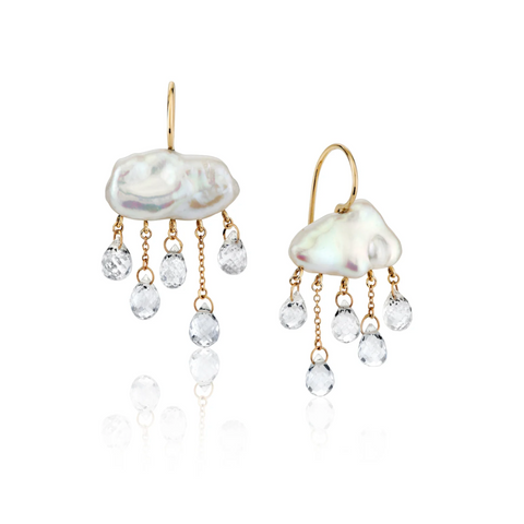 Petite Monsoon Earrings, White Pearl